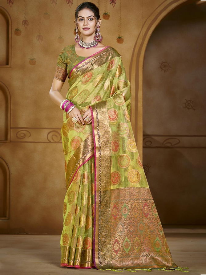 Chandani Vol 3 By Bunawat Organza Wedding Wear Sarees Exporters In India